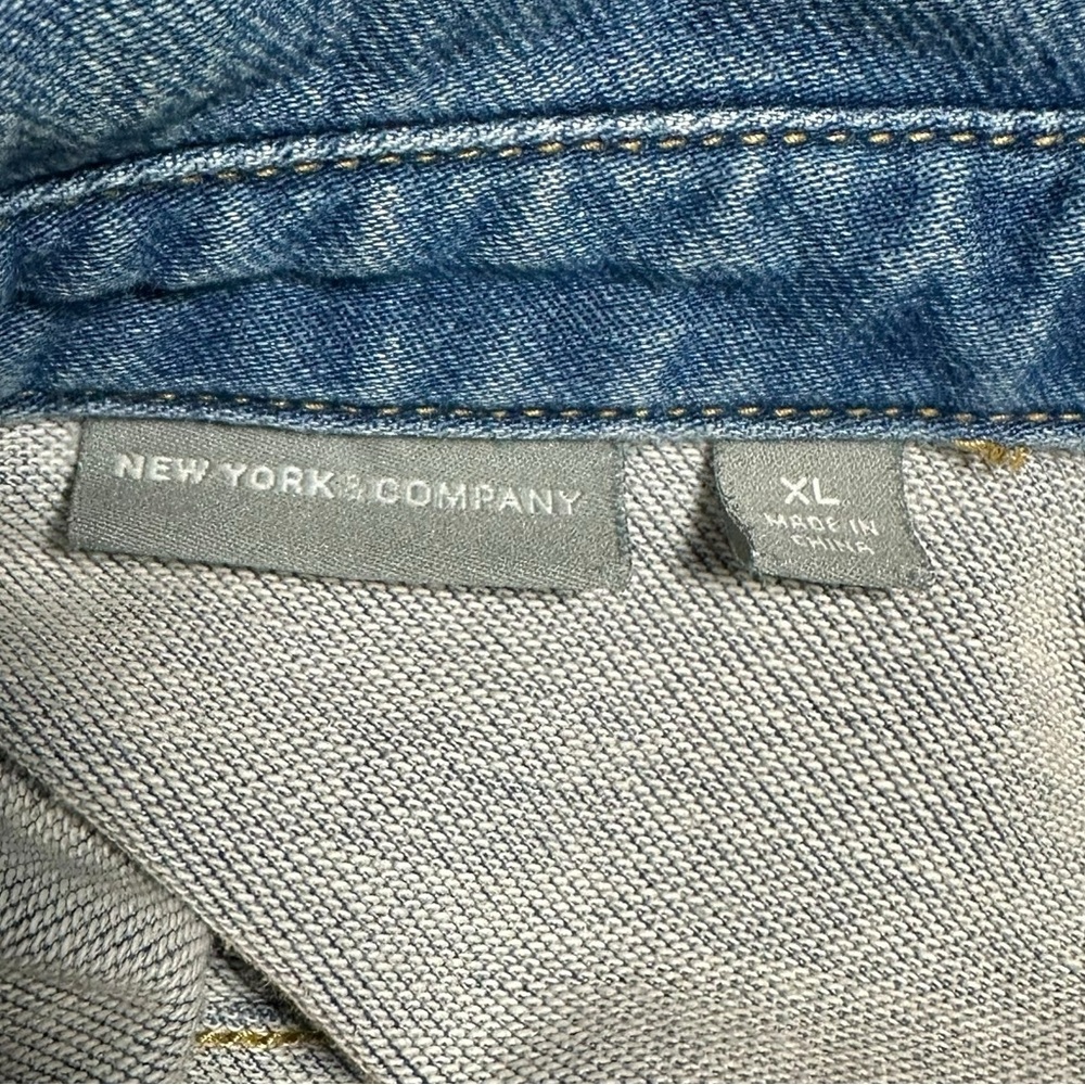 New York & Company Blue Denim Jacket Stretch Cotton Blend – Size XL - Picture 13 of 13